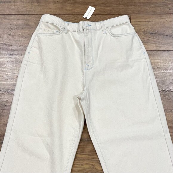 Triarchy Jeans Women 31 Ms Hart Petal Hem High Rise Straight Leg Denim Cream NWT - Picture 2 of 15